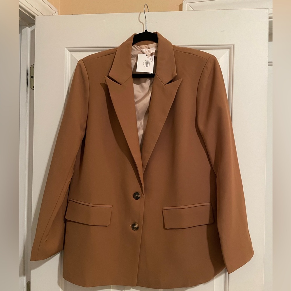 Classic Oversized Blazer, Size Medium, Color Camel